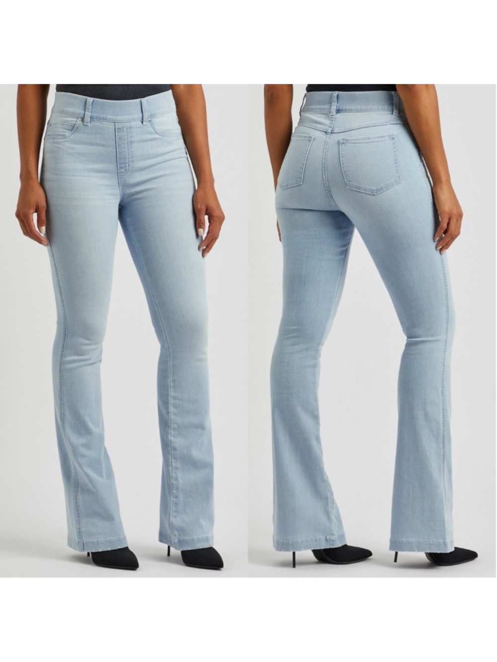 Spanx Flare Jeans Retro Light Wash Blue Size M Petite Short